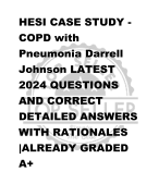 HESI CASE STUDY - COPD with  Pneumonia Darrell  Johnson LATEST  2024 QUESTIONS  AND CORRECT  DETAILED ANSWERS WITH RATIONALES |ALREADY GRADED  A+