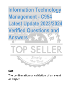 Information Technology  Management - C954 Latest Update 2023/2024  Verified Questions and  Answers