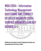 WGU C954 - Information  Technology Management QUESTIONS AND CORRECT  DETAILED ANSWERS (100%  VERIFIED ANSWERS ALREADY  GRADED A+)