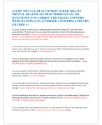 ATI RN MENTAL HEALTH PROCTORED 2024/ RN  MENTAL HEALTH ATI PROCTORED EXAM 120  QUESTIONS AND CORRECT DETAILED ANSWERS  WITH RATIONALES (VERIFIED ANSWERS)|ALREADY  GRADED A+ 