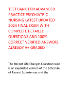 TEST BANK FOR ADVANCED PRACTICE PSYCHIATRIC NURSING LATEST UPDATED 2024 FINAL EXAM WITH COMPLETE DETAILED QUESTIONS AND 100% CORRECT VERIFIED ANSWERS ALREADY A+ GRADED