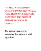 ATI HEALTH ASSESSMENT LATEST UPDATED 2024 ACTUAL FINAL EXAM WITH COMPLETE QUESTIONS AND CORRECT ANSWERS ALREADY A+ GRADED