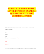 GOOGLE CERTIFICATION – LEVEL 2 UNITS4-7 EXAM 2024  QUESTIONS WITH 100%  VERIFIED ANSWERS