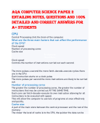 AQA Computer Science paper 1 entailing notes, questions and 100% detailed and correct answers for A+ students