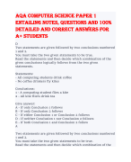 AQA Computer Science paper 1 entailing notes, questions and 100% detailed and correct answers for A+ students