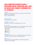 AQA Computer Science paper 1 entailing notes, questions and 100% detailed and correct answers for A+ students