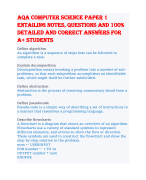 AQA Computer Science paper 1 entailing notes, questions and 100% detailed and correct answers for A+ students