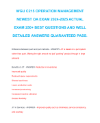 WGU C215 OPERATION MANAGEMENT NEWEST OA EXAM 2024-2025 ACTUAL EXAM 250+ BEST QUESTIONS AND WELL DETAILED ANSWERS QUARANTEED PASS.