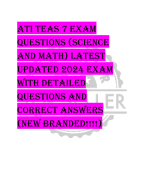 ATI TEAS 7 EXAM  QUESTIONS (SCIENCE  AND MATH) LATEST  UPDATED 2024 EXAM  WITH DETAILED  QUESTIONS AND  CORRECT ANSWERS  (NEW BRANDED!!!!)