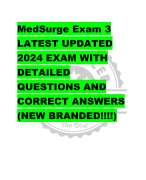 ATI MEDICAL  SURGICAL TEST BANK Latest 2024  Questions and  Correct Answers  Rated A+ | Verified  Advanced Rigger  Exam 2024 Quiz with  Accurate Solutions  Aranking Allpass