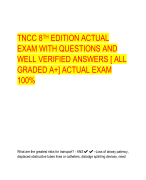 TNCC 8TH EDITION ACTUAL  EXAM WITH QUESTIONS AND  WELL VERIFIED ANSWERS [ ALL  GRADED A+] ACTUAL EXAM  100%