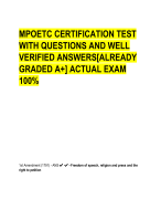 MPOETC CERTIFICATION TEST  WITH QUESTIONS AND WELL  VERIFIED ANSWERS[ALREADY  GRADED A+] ACTUAL EXAM  100%
