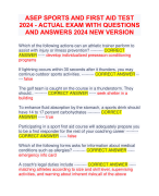 ASEP SPORTS AND FIRST AID TEST 2024 - ACTUAL EXAM WITH QUESTIONS  AND ANSWERS 2024 NEW VERSION