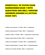 ESSENTIALS OF PATHO EXAM  RASMUESSEB EXAM 1 WITH  QUESTIONS AND WELL VERIFIED  ANSWERS [GRADED A+] ACTUAL  EXAM 100%