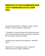 ESSENTIALS OF PATHO RASMUSSEN EXAM  1 2021 FLASHBOARDS [ACTUAL EXAM  100%]