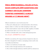 Osha 2024 baseball rules actual exam complete 200 questions and correct detailed answers (verified answers)|| already graded a+|| brand new!!