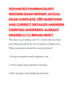 Advanced pharmacology midterm exam newest actual exam complete 180 questions and correct detailed answers (verified answers)| already graded a+|| brand new!!