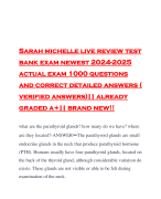 Sarah michelle live review test bank exam newest 2024-2025 actual exam 1000 questions and correct detailed answers ( verified answers)|| already graded a+|| brand new!!