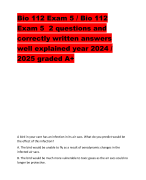 Bio 112 Exam 5 / Bio 112  Exam 5 2 questions and  correctly written answers  well explained year 2024 /  2025 graded A+