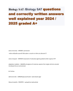Biology SAT /Biology SAT questions  and correctly written answers  well explained year 2024 /  2025 graded A+