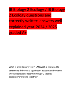 IB Biology 2 Ecology / IB Biology  2 Ecology questions and  correctly written answers well  explained year 2024 / 2025  graded A+