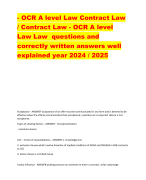 - OCR A level Law Contract Law  / Contract Law - OCR A level  Law Law questions and  correctly written answers well  explained year 2024 / 2025
