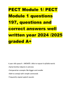 PECT Module 1/ PECT  Module 1 questions  197, questions and  correct answers well  written year 2024 /2025  graded A+