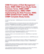 CRM Principles of Risk Management  Exam, RIMS CRMP Exam Study Guide  Common Terms, RIMS-CRMP  Vocab/Definitions, RIMS CRMPImplementing the Risk Process, RIMSCRMP EXAM STUDY GUIDE, RIMS - CRMP Complete Study Guide;