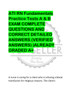 ATI Fundamentals  Proctored (3) EXAM  [QUESTIONS AND  WELL VERIFIED  ANSWERS [ACTUAL  EXAM 100%]  [ALREADY GRADED A+