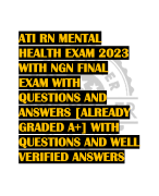 ATI Mental Health  Proctored Exam with  NGN 2019 LATEST  ACTUAL EXAM 150+  QUESTIONS AND  CORRECT  ANSWERS/ALREADY  GRADED A+ NEWEST