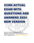 CCRN ACTUAL  EXAM WITH  QUESTIONS AND  ANSWERS 2024  NEW VERSION
