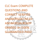 CLC Exam COMPLETE  QUESTIONS AND  CORRECT VERIFIED  ANSWERS(DETAILED  ANSWERS)ALREADY  GRADED A+/100%  GUARANTEED PASS!