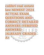 colibri real estate  law NEWEST 2024  ACTUAL EXAM  QUESTIONS AND  CORRECT DETAILED  ANSWERS (VERIFIED  ANSWERS)  |ALREADY GRADED  A+