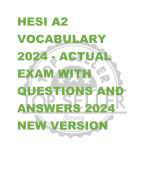 HESI, Hesi A2, Hesi A2  Vocabulary 2024 (WITH  100% VERIFIED  QUESTIONS AND  ANSWERS) REAL  PROTOCORED EXAM  ALREADY GRADED A+  GUARANTEED PASS