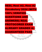 HESI A2  VOCABULARY 2024 - ACTUAL  EXAM WITH  QUESTIONS AND  ANSWERS 2024  NEW VERSION