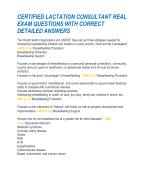 CERTIFIED LACTATION CONSULTANT REAL  EXAM QUESTIONS WITH CORRECT  DETAILED ANSWERS