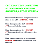 CLC EXAM TEST QUESTIONS  WITH CORRECT VERIFIED  ANSWERS |LATEST VERSION 