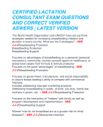 CERTIFIED LACTATION  CONSULTANT EXAM QUESTIONS  AND CORRECT VERIFIED  ASWERS | LATEST VERSION 