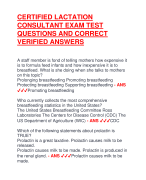 CERTIFIED LACTATION  CONSULTANT EXAM TEST  QUESTIONS AND CORRECT  VERIFIED ANSWERS 
