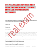 ATI PHARMACOLOGY HESI TEST EXAM QUESTIONS AND CORRECT  DETAILED ANSWERS WITH  RATIONALE
