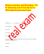 ANATOMY AND PHYSIOLOGY EXAM REVIEW  QUESTIONS AND CORRECT ANSWERS 2024  LATEST VERSION (VERIFIED ANSWERS)  GUARANTEED PASS