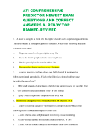 ATI COMPREHENSIVE PREDICTOR NEWEST EXAM QUESTIONS AND CORRECT ANSWERS ALREADY TOP RANKED.REVISED