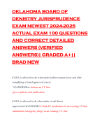 OKLAHOMA BOARD OF DENISTRY JURISPRUDENCE EXAM NEWEST 2024-2025 ACTUAL EXAM 100 QUESTIONS AND CORRECT DETAILED ANSWERS (VERIFIED ANSWERS)| GRADED A+|| BRAD NEW