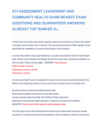 ATI ASSESSMENT LEADERSHIP AND COMMUNITY HEALTH EXAM NEWEST EXAM QUESTIONS AND GUARANTEED ANSWERS ALREADY TOP RANKED A+.
