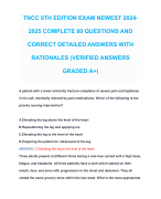 TNCC 9TH EDITION EXAM NEWEST 2024-2025 COMPLETE 80 QUESTIONS AND CORRECT DETAILED ANSWERS WITH RATIONALES (VERIFIED ANSWERS GRADED A+) 