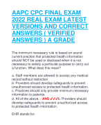 AAPC CPC FINAL EXAM  2022 REAL EXAM LATEST  VERSIONS AND CORRECT  ANSWERS ( VERIFIED  ANSWERS ) A GRADE