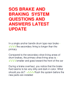 SOS BRAKE AND  BRAKING SYSTEM  QUESTIONS AND  ANSWERS LATEST  UPDATE 
