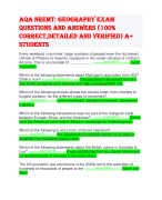 Aqa NREMT: geography exam questions and answers (100% correct,detailed and verified) A+ students