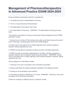 Management of Pharmacotherapeutics  in Advanced Practice EXAM 2024-2025