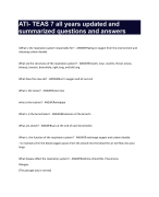ATI- TEAS 7 all years updated and  summarized questions and answers